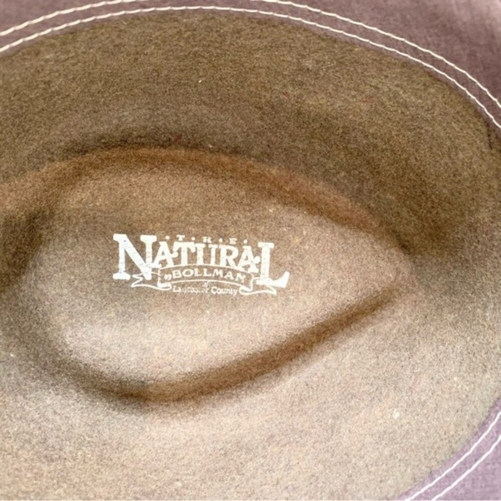 VTG The Natural by Bollman Wool Hat Bohemian Ribbon Detail Large - Picture 7 of 8
